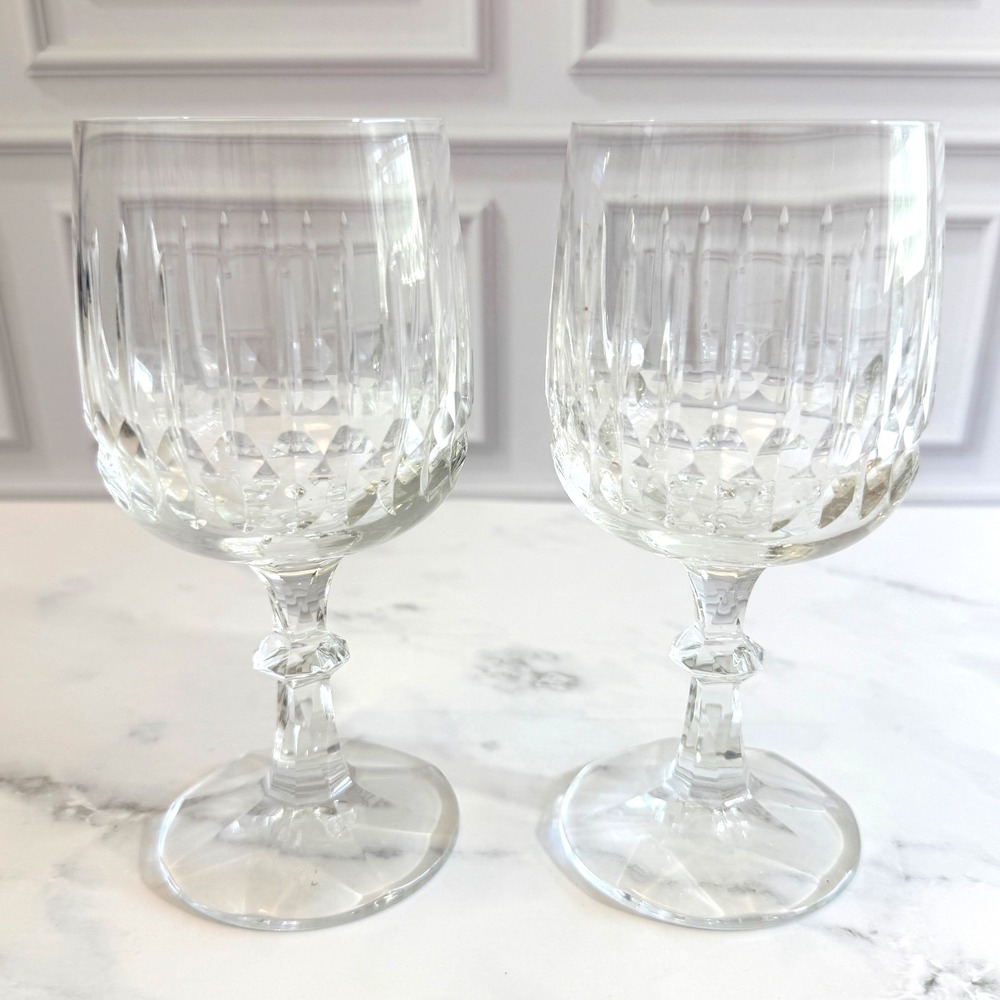 VTG PAIR (2) Schott Zwiesel Crystal Tango Pattern Fluted Wine Glass 6 3/4"